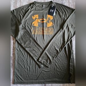 Boys YXL XL Under Armour L/S Shirt NWT Army Green